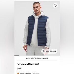Lululemon men’s Medium Navigation Men's Navy Down Vest